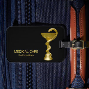 Classy Medical Snake Bowl Hygieia Gold Caduceus Bagagelabel