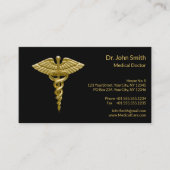 Classy Médicale Gold Caduceus sur rendez-vous noir (Devant)