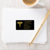 Classy Medisch Goud Caduceus Zwart - Adreslabel Etiket (Insitu)