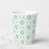 Classy Mediterraans Blauw Bloemen Papier cup Papieren Bekers (Achterkant)