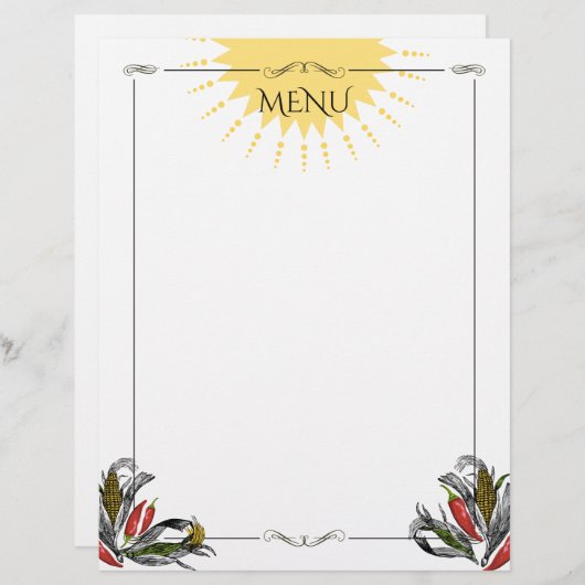 Classy Mexicaanse maïspaprika menu letterhead (Voorkant / Achterkant)