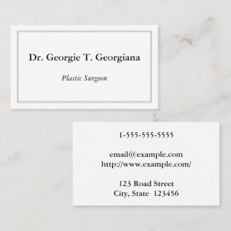 Classy & Minimal Plastic Surgeon Business Card Visitekaartje