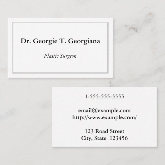 Classy & Minimal Plastic Surgeon Business Card Visitekaartje (Voorkant / Achterkant)