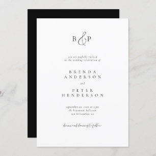 Classy Minimalist Typography Black & White Wedding Kaart