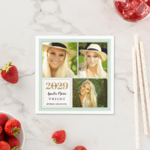Classy Mint en Gold Personalized Afstuderen Servet