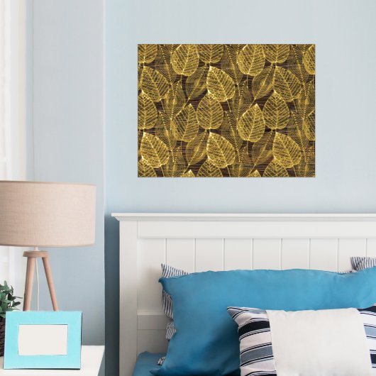 Classy Modern Abstract Leaves Art Pattern Gold Folie Afdrukken (Insitu (Slaapkamer))