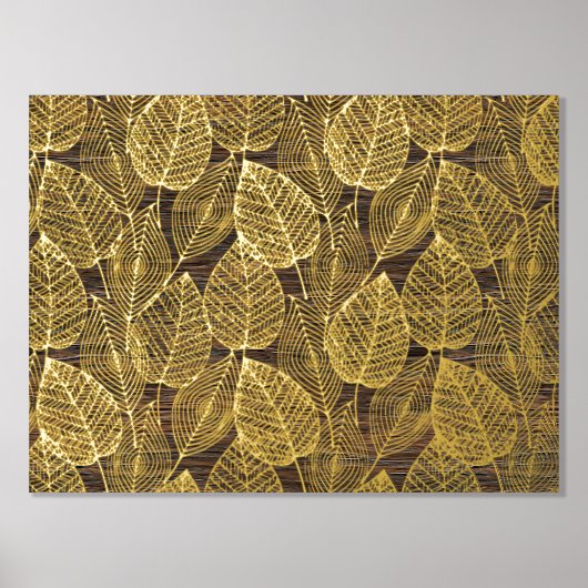 Classy Modern Abstract Leaves Art Pattern Gold Folie Afdrukken (Voorkant)