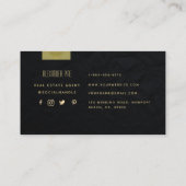 Classy Modern Black Gold Geometric Real Estate Visitekaartje (Achterkant)