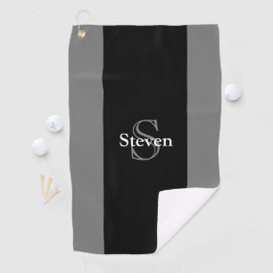 Classy Modern Black Gray Monogram op maat Golfhanddoek