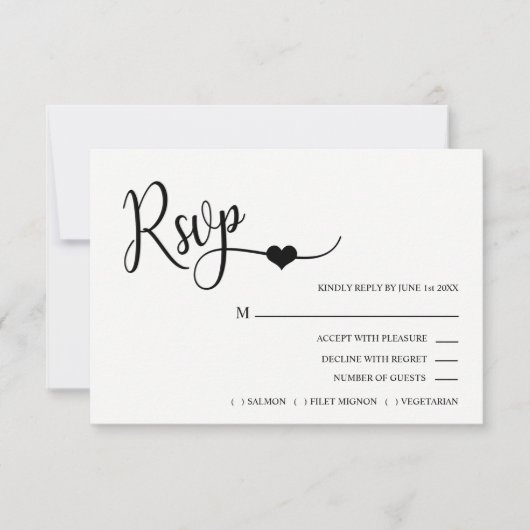 Classy Modern Black & White Menu Weddenschap (Voorkant)