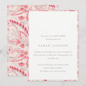 Classy Modern Blush Paisley Typography Baby shower Kaart (Voorkant / Achterkant)
