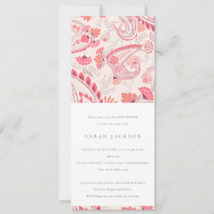 Classy Modern Blush Paisley Typography Baby shower Kaart