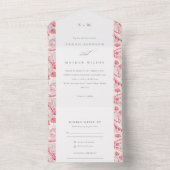 Classy Modern Blush Paisley Typography Wedding All In One Uitnodiging (Binnen)