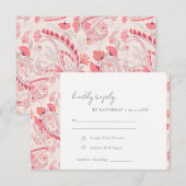 Classy Modern Blush Paisley Typography Wedding RSVP Kaartje (Voorkant / Achterkant)