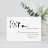 Classy Modern BURGUNDY & White RSVP Menu Mariage (Debout devant)
