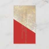 Classy Modern Geometric, Abstract Faux Gold, rood Visitekaartje (Achterkant)
