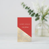 Classy Modern Geometric, Abstract Faux Gold, rood Visitekaartje (Staand voorkant)