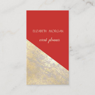 Classy Modern Geometric, Abstract Faux Gold, rood Visitekaartje