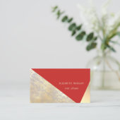 Classy Modern Geometric, Abstract Faux Gold, rood Visitekaartje (Staand voorkant)