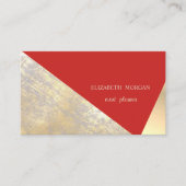 Classy Modern Geometric, Abstract Faux Gold, rood Visitekaartje (Voorkant)
