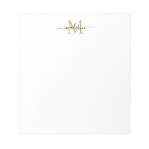 Classy Modern Girly Script Monogram Black Gold Notitieblok
