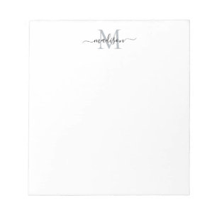 Classy Modern Girly Script Monogram zwart grijs Notitieblok