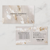 Classy Modern Gold Foil en Social Media Icons Visitekaartje (Voorkant / Achterkant)