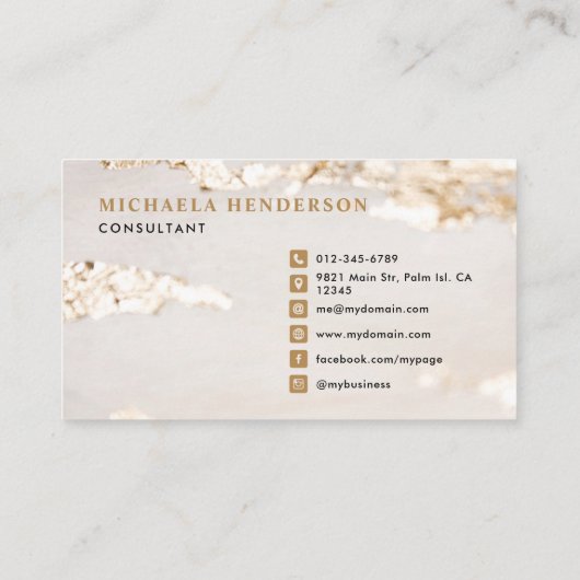 Classy Modern Gold Foil Monogram Initiaal & naam Visitekaartje (Achterkant)