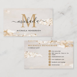 Classy Modern Gold Foil Monogram Initiaal & naam Visitekaartje
