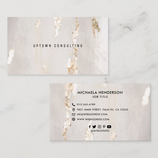 Classy Modern Gold Foil Social Icons Visitekaartje (Voorkant / Achterkant)