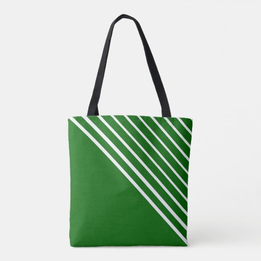 Classy Modern Green Diagonal Stripes Draagtas (Achterkant)