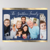 Classy Modern Navy Blue Gold Voeg je fotoserie toe Poster (Voorkant)