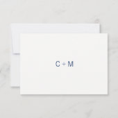 Classy Modern Navy Blue & White RSVP Menu Weddensc (Achterkant)