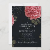 Classy Modern Peony Floral Wedding Kaart (Voorkant)