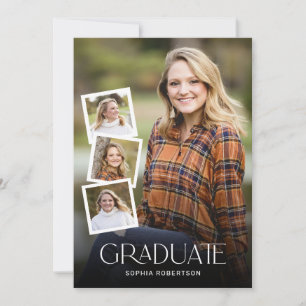 Classy Modern Photo Collage Graduation Party Kaart