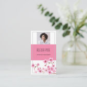 Classy Modern Professional Cherry Blossom Foto Visitekaartje (Staand voorkant)