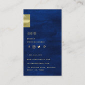Classy Modern Professional Navy Blue Gold Foto Visitekaartje (Achterkant)