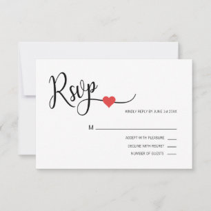 Classy Modern ROOD & WIT RSVP Menu Trouwen
