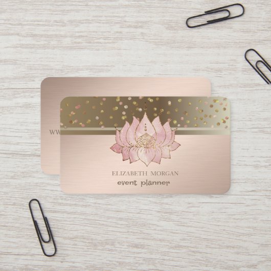 Classy Modern Stippen Confetti Lotus Visitekaartje (Voorkant / Achterkant in situ)