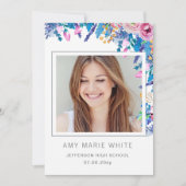Classy Modern Stylish Floral Photo Afstuderen Kaart (Voorkant)