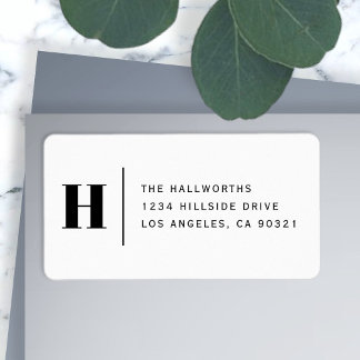 Classy Modern White & Black Return-adres Etiket