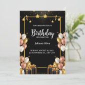 Classy Moments Uitnodiging voor verjaardagsviering (Staand voorkant)