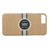 Classy Monogram 3 Initialen Burlap iPhone 7 Hoesje (Achterkant (Horizontaal))