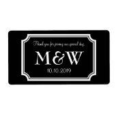 Classy monogram bruiloft wijn of waterfles label (Voorkant)