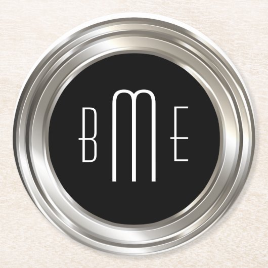Classy Monogram Budget Ronde Kartonnen Onderzetter (Voorkant)