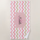 Classy Monogram Chevron Stripes Pattern Strandlaken (Voorkant)