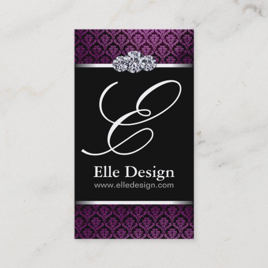 Classy Monogram Damask Visitekaartje (Voorkant)