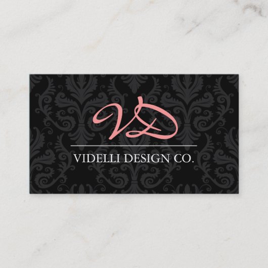 Classy Monogram Damask Visitekaartje (Voorkant)