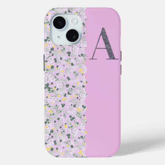 Classy MONOGRAM EEN LILA BLOEMEN Case-Mate iPhone Case (Achterkant)