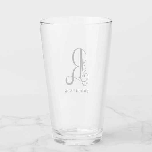 Classy Monogram Initia lR met Achternaam Glass Glas (Achterkant)